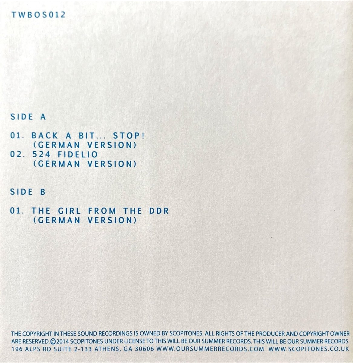 The Wedding Present – Back A Bit... Stop! (German Version) - 45rpm records
