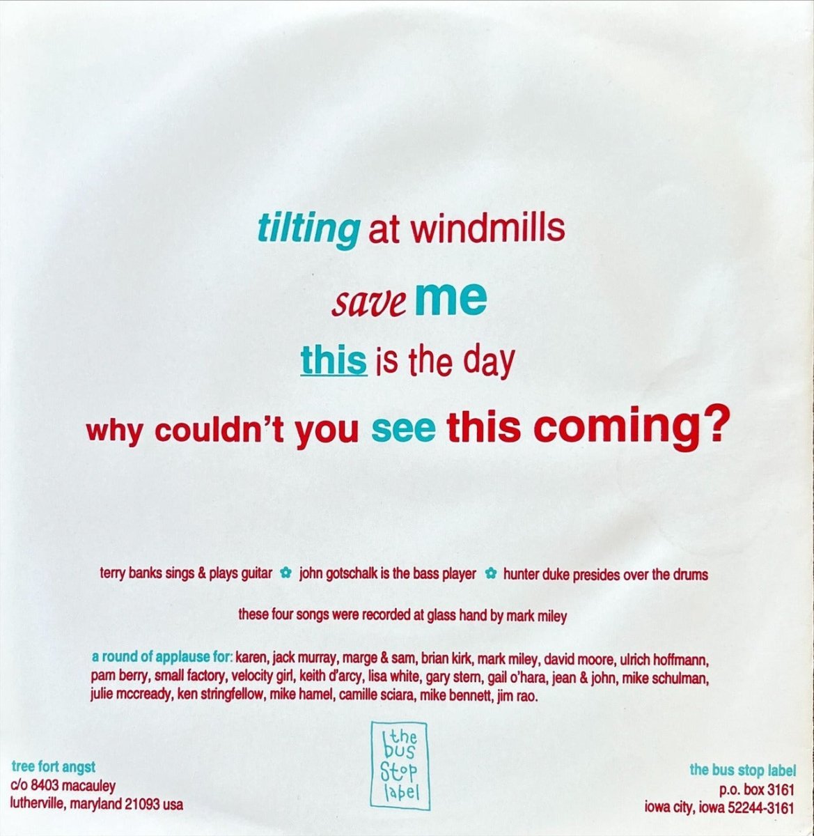 Tree Fort Angst - Tilting At Windmills E.P. - 45rpm records