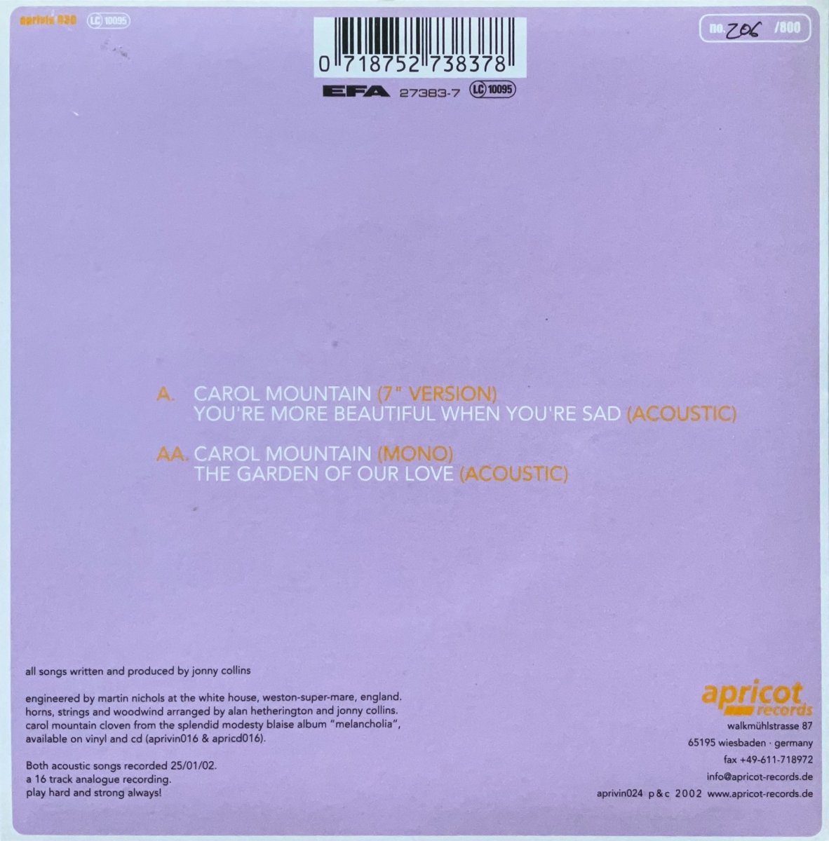 Modesty Blaise – Carol Mountain - 45rpm records