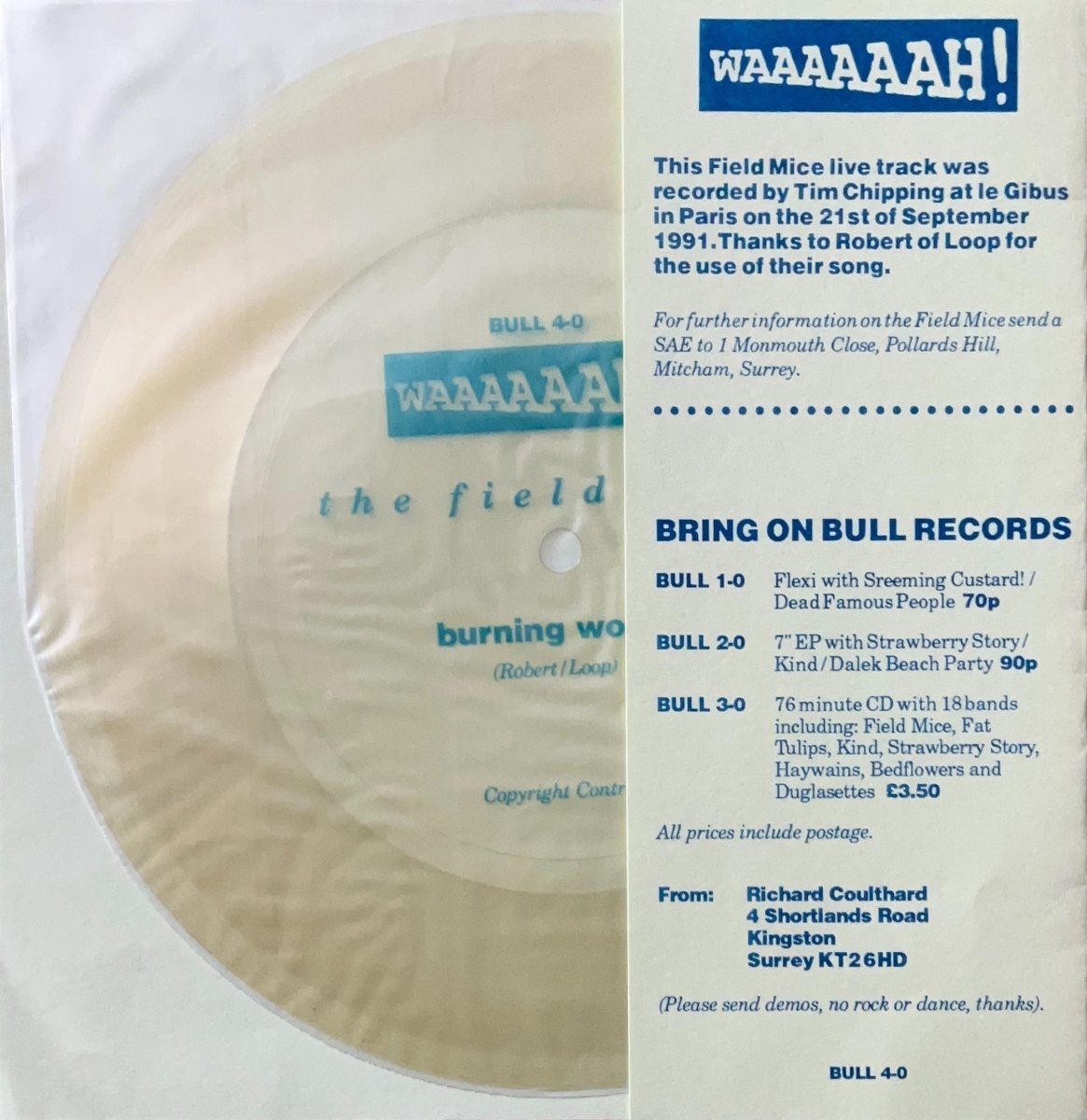 The Field Mice – Burning World - 45rpm records