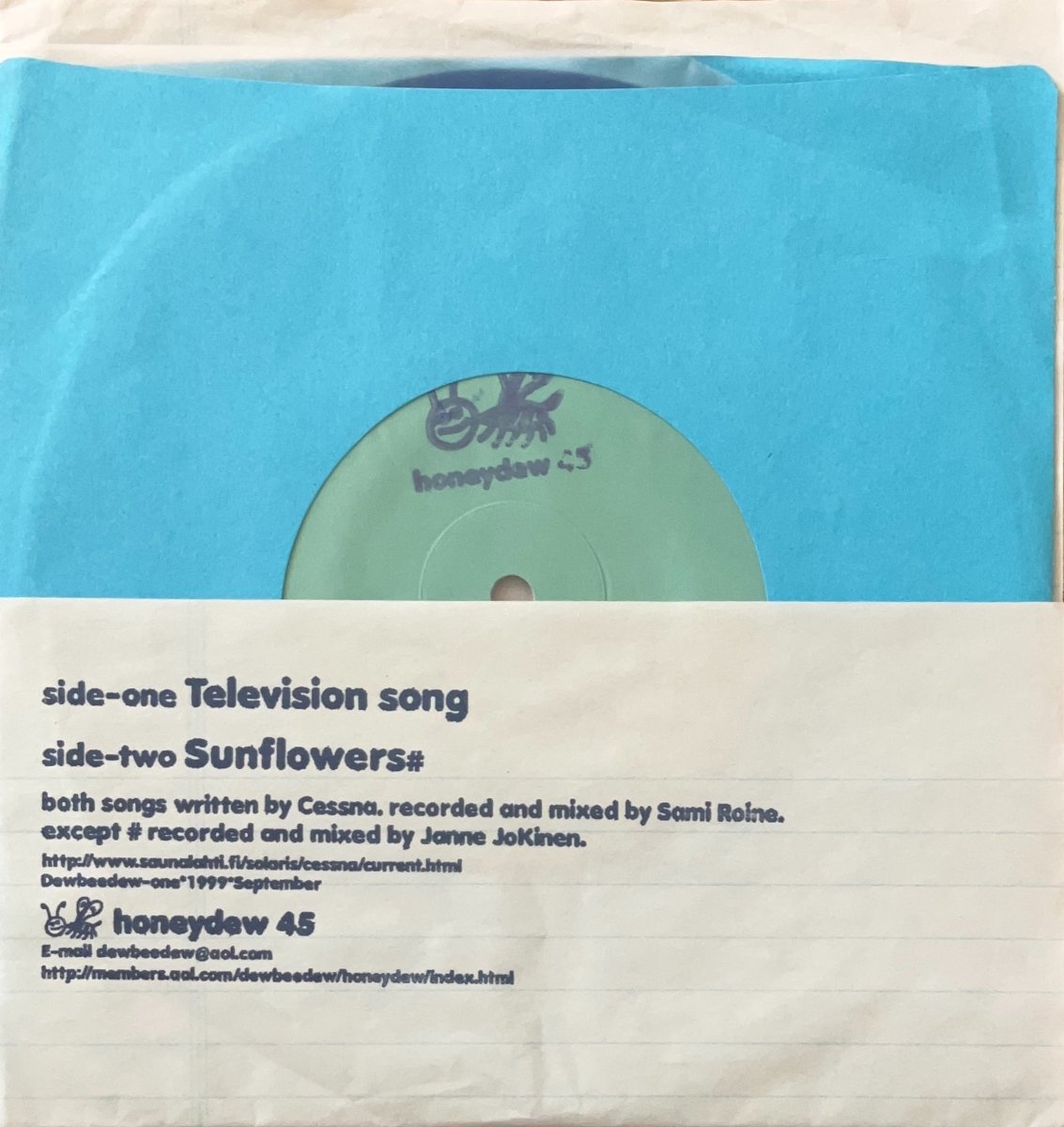 Cessna – Television Song - 45rpm records