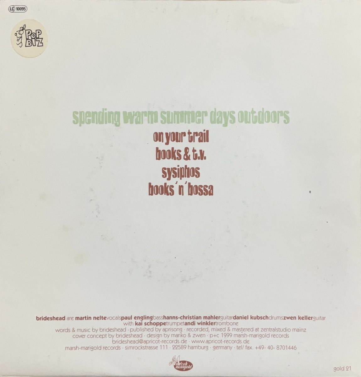 Brideshead – Spending Warm Summer Days Outdoors - 45rpm records