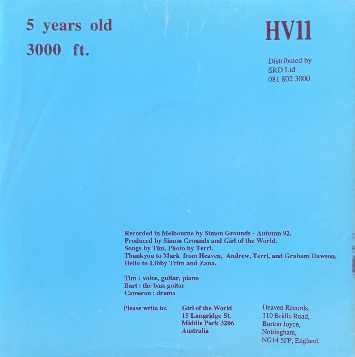 Girl Of The World – 5 Years Old - 45rpm records