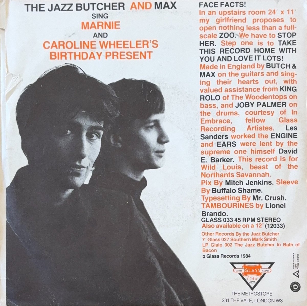 The Jazz Butcher – Marnie - 45rpm records
