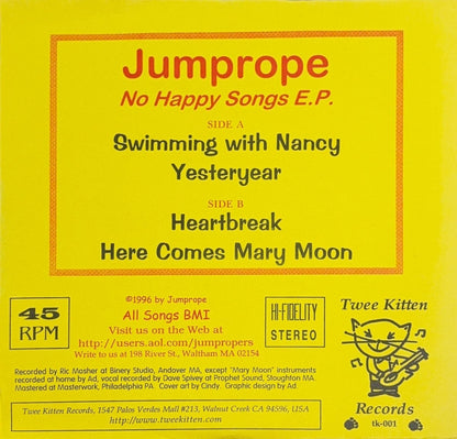 Jumprope – No Happy Songs E.P. - 45rpm records