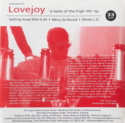 Lovejoy – A Taste Of The High Life EP - 45rpm records