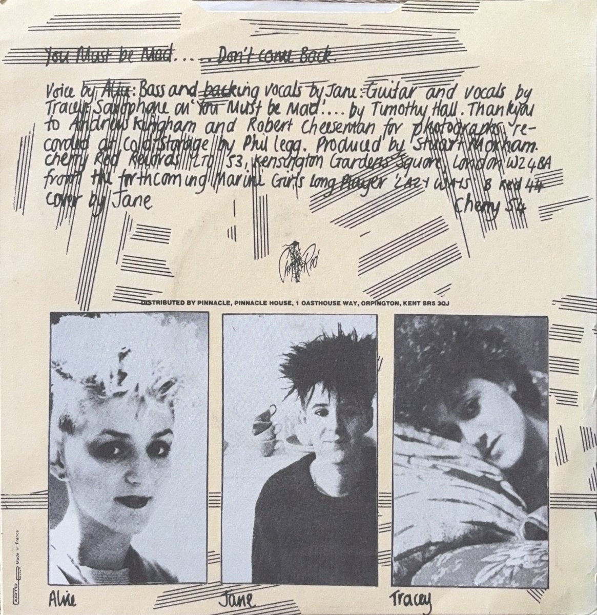 Marine Girls – Don't Come Back / You Must Be Mad - 45rpm records