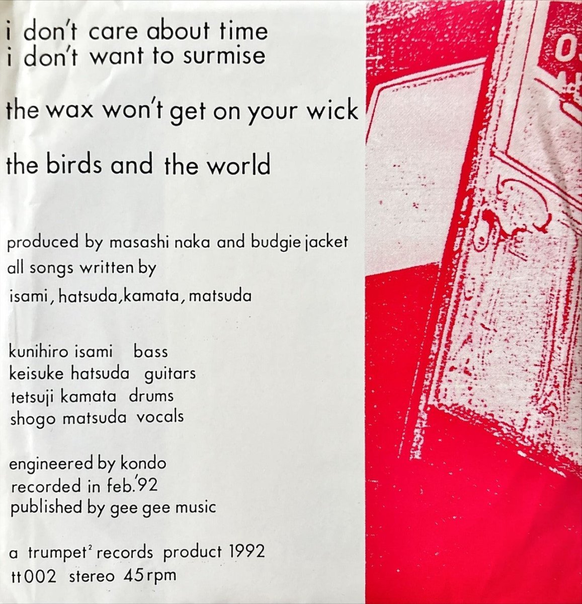 Budgie Jacket - I Don't Care About Time I Don't Want To Surmise - 45rpm records