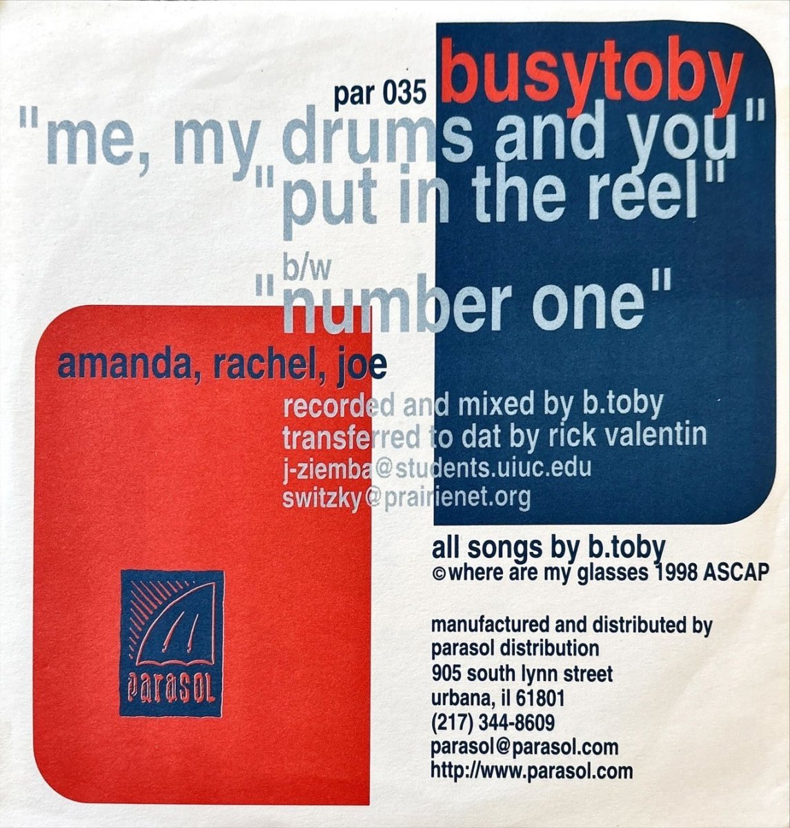 Busytoby - Me, My Drums And You - 45rpm records