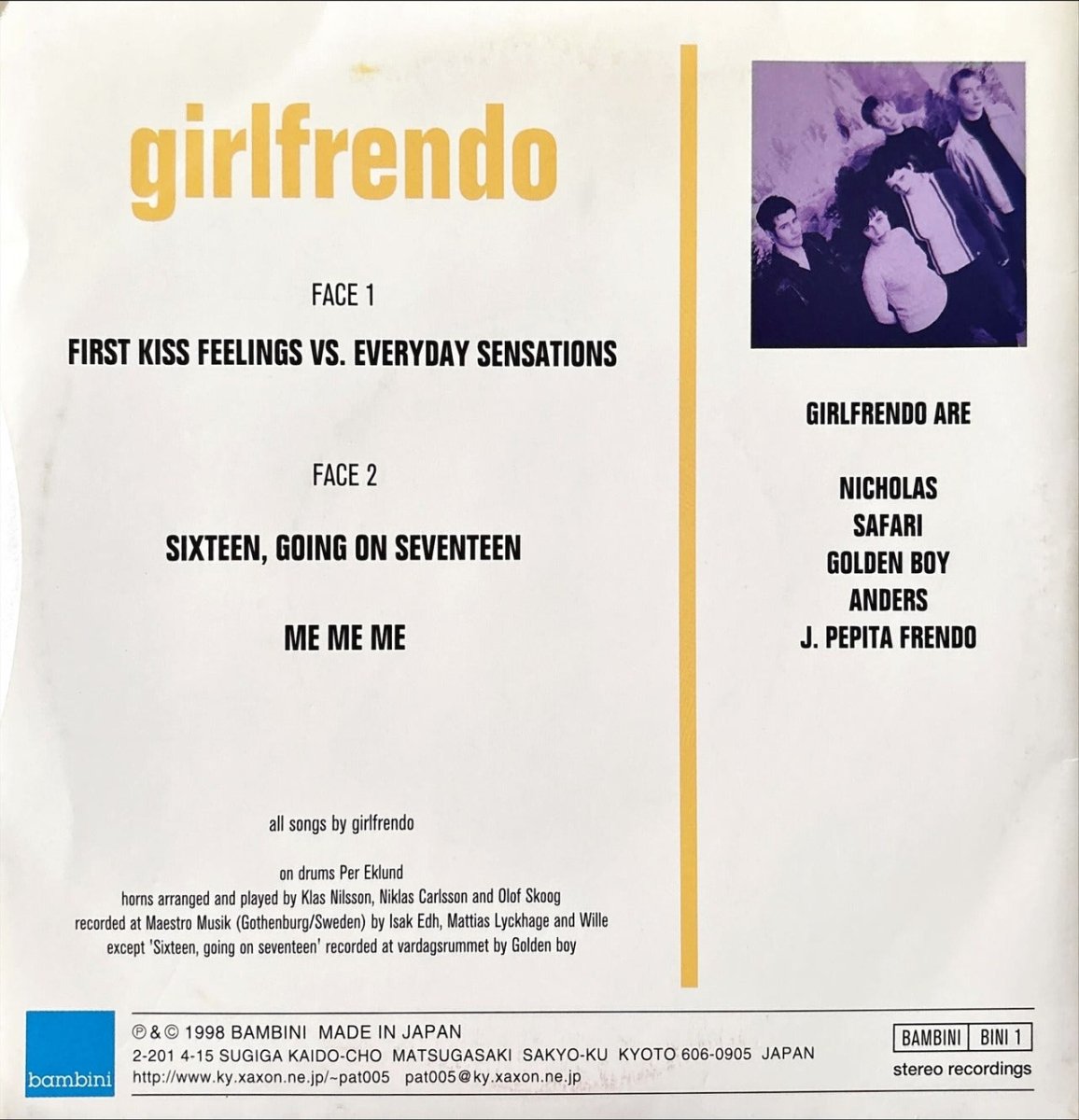 Girlfrendo – First Kiss Feelings Vs. Everyday Sensations - 45rpm records