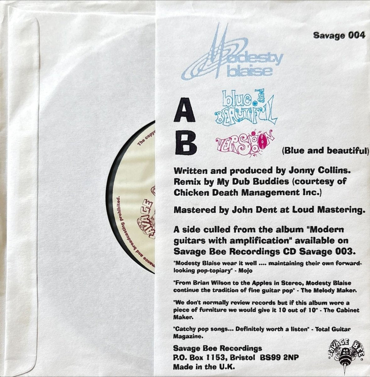 Modesty Blaise - Blue And Beautiful - 45rpm records