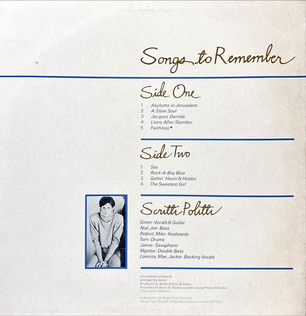 Scritti Politti - Songs To Remember - 45rpm records