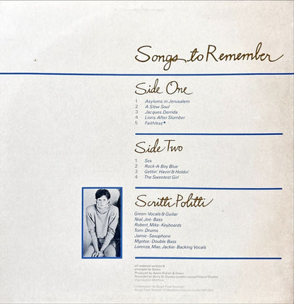 Scritti Politti - Songs To Remember - 45rpm records