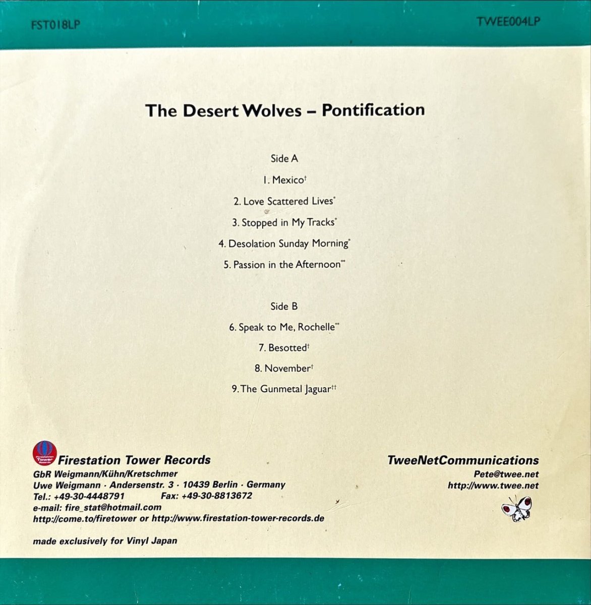 The Desert Wolves – Pontification - 45rpm records