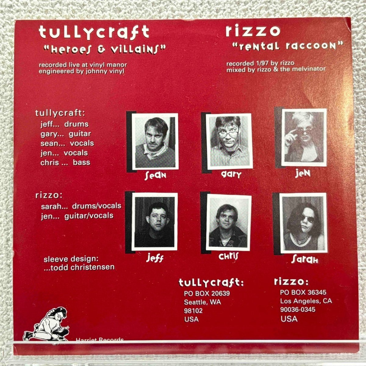 Tullycraft / Rizzo - Heroes & Villains / Rental Raccoon - 45rpm records